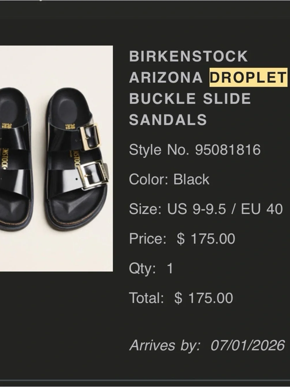 Arizona Droplet Buckle Patent Leather Sandals - Picture 3 of 12